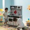 Wooden Play Kitchen Toy, Light on Microwave, Cabinet, Sound Electronic Stove, Microwave and Sink Ages 3+